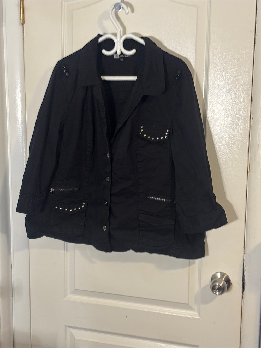 Love & Legend Black Stud-Detail Utility Jacket